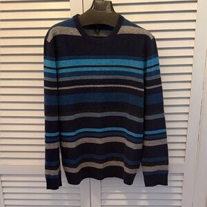 New charter club 100% cashmere Stylish Striped Crewneck Sweater for Men M